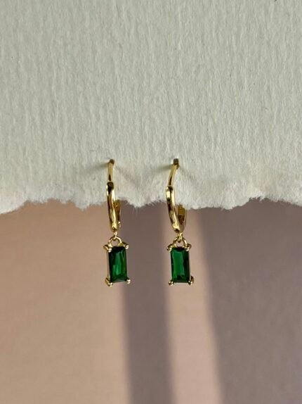 pendientes aro de cristal verde de plata 925 para mujer
