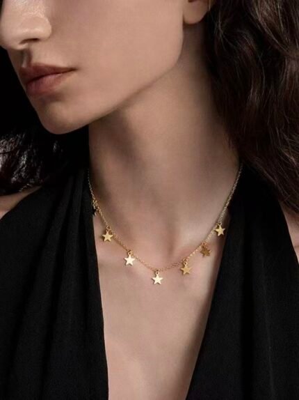 Gargantilla de Estrellas en Plata de Ley 925 con Baño de Oro - Collar Celestial Minimalista