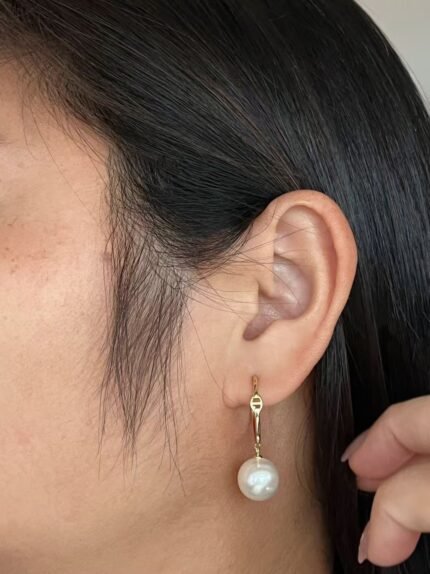 Pendientes de Aro con Perla Grande en Plata de Ley 925 - Aretes Circulares Elegantes con Baño de Oro